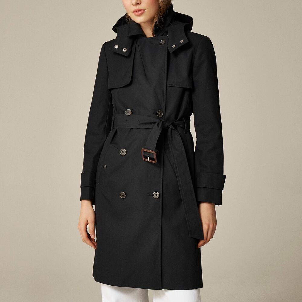 J. Crew Women's Belted Waist Icon Trench Coat Long Sleeve Black Size 4 NWT
